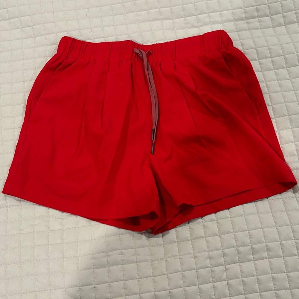 Red athletic shorts